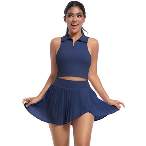 Completo Sportivo da Donna 2 Pezzi: Top Corto POLO e Gonna a Pieghe con Pantaloncini Integrati a Vita Alta per Tennis e Padel - Product Image 4