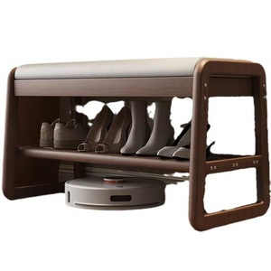 Solid wood shoe-changing stool, suitable for home use, <b>small</b> apartments, entrance, and entryway. Soft upholstery <b>cushion</b>. - Product Image 5