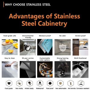 BAINENG Moderne de haute qualité personnalisé petites armoires de cuisine en acier inoxydable ensemble complet casiers alimentaires multifonctionnels pour la maison - Product Image 6