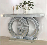 Table console LED miroir en verre brisé pour salon, vente en gros