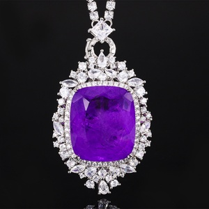 Bulk Supply High Quality 23*23mm Red Cubic Zirconia Jewelry Trendy Eco-friendly Copper Women <b>Statement</b> Pendant <b>Necklace</b> - Product Image 3