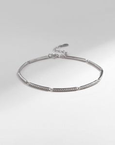 S925 Silver Diamond Hypoallergenic Polished <b>Bracelet</b> Silver Chain BracChannel Setting Minimalist Everyday Wear Unisex Jewelry - Product Image 5