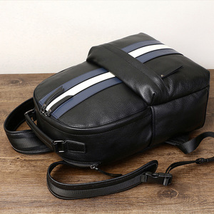 กระเป๋าเป้สะพายหลังผู้ชายหนังแท้ 20-35L กระเป๋าป้องกันการโจรกรรมสีทึบด้ามจับนุ่มกระเป๋านักเรียนอินเทรนด์ - Product Image 2