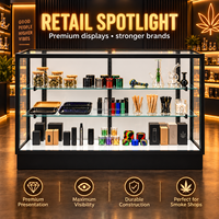 Vitrine d'exposition en verre avec éclairage LED de 72 pouces pour magasin de vente au détail de produits pour fumeurs, vitrine en verre trempé avec portes coulissantes verrouillables