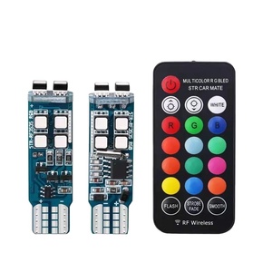 Ampoule LED RGB pour voiture T10 3535 10SMD, télécommande RF, lampe stroboscopique colorée pour remplacement - Product Image 1