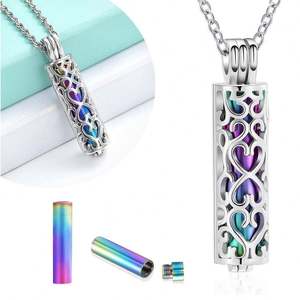 New Design Cylinder Urn Necklace Cremation Jewelry Keepsake Memorial Human Pet <b>Ashes</b> Pendant - Product Image 1