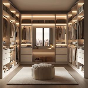 Armario Moderno con Paneles <span class=keywords><strong>Empotrados</strong></span>, Armario de Dormitorio a Medida con Nicho Empotrado con Acabado en Madera e Iluminación LED para Proyecto de Villa - Product Image 2