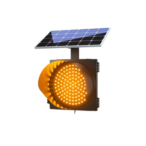 Produit d'avertissement de trafic à énergie solaire de feux de circulation LED jaunes de 300mm de qualité supérieure avec fonction clignotante pour la sécurité routière - Product Image 1