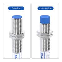 Capteur de proximité inductif CORON CLJ-A12M-2ANA-G, type de connecteur M12, blindé, portée de détection 2 mm, sortie NPN NO, LED rouge, détection de métaux