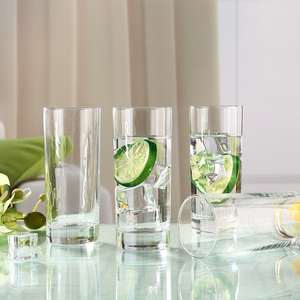 Verre à eau rond droit en verre transparent fin pour la maison, l'hôtel, le bar, verre à boire pour jus - Product Image 1