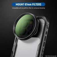 Kit adaptateur de filtre NEEWER en alliage d'aluminium 67 mm pour iPhone 16 Pro/Pro Max, cage de caméra à monture T avec accessoires d'objectif de téléphone à moule privé