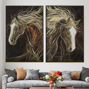 ภาพวาดและภาพพิมพ์บนผืนผ้าใบแคนวาสสีทองรูปสัตว์ภาพหรูหราทันสมัยสำหรับตกแต่งบ้านห้อง - Product Image 2