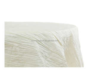 Nappe Ronde Ivoire 120 "Taffetas Crinkle Accordéon Fait à la Main Élégant Style Simple Revêtement de <span class=keywords><strong>Table</strong></span> - Product Image 1