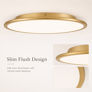 Minimalist Round <b>LED</b> Ceiling <b>Light</b> Aluminum Frame <b>with</b> Acrylic <b>Diffuser</b>, Gold Finish Ultra-Thin Design for Bedroom Living Room - Product Image 3