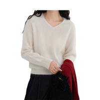 Prix du fabricant 100% Cachemire Col en V Solide Pull en Tricot Super Doux pour Femmes