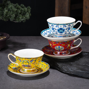 Service à café et soucoupe en céramique émaillée style rétro Palais, vaisselle de haute qualité pour le thé de l'après-midi à la maison - Product Image 2