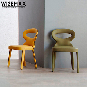 WISEMAX – meuble de salle à manger moderne, <span class=keywords><strong>chaise</strong></span> <span class=keywords><strong>en</strong></span> <span class=keywords><strong>cuir</strong></span> gris, dossier rond, cadre <span class=keywords><strong>en</strong></span> bois massif, <span class=keywords><strong>chaise</strong></span> de salle à manger pour la maison - Product Image 1