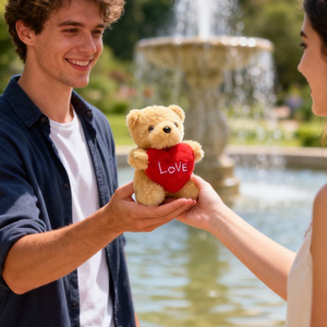 Vente en gros d'ours en peluche miniatures de 13 cm tenant un cœur, animaux en peluche, jouets en peluche prêts à être expédiés, ours en peluche brun, peluches de petite taille, poupées - Product Image 2