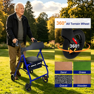 Déambulateurs pour personnes âgées, déambulateur Z21 avec siège, capacité de 350 lb, grandes roues de 8 pouces pour tous les terrains, siège ergonomique en arc - Product Image 5