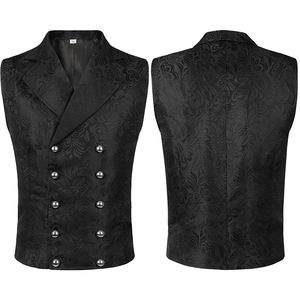 <span class=keywords><strong>Gilet</strong></span> Homme Renaissance Steampunk Gothique Jacquard Croisé pour Costume Habillé Formel - Product Image 4