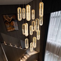 Lustre en cristal de luxe d'inspiration italienne pour salons/salles à manger, escaliers, luminaire suspendu intelligent LED, éclairage réglable de 5 m