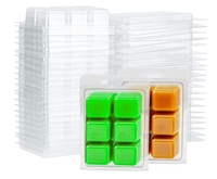 Moules à clapet en cire fondue carrés, plateau cube en plastique transparent à 6 cavités pour la fabrication de bougies et de savon