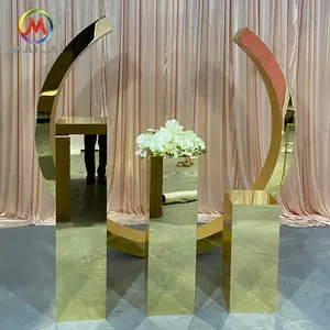 Fashionable Gold Banquet Plinth Stand Flower Display Pedestal For Party Wedding Rectangle Decoration