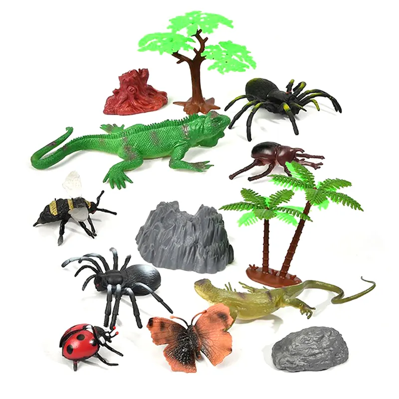 13pcs eco friendly custom small plastic animal simulation reptile toy for kids