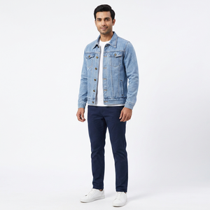 Wholesale Autumn Winter European Siz Men's <b>Denim</b> Jacket Cotton Slim Jacket Men's <b>Denim</b> <b>Coats</b> Clothing - Product Image 1