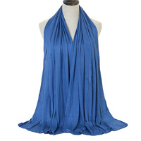 Hijab foulard en coton mercerisé uni à la mode du Moyen-Orient, foulard long polyvalent, voile en jersey