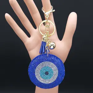 Turkey Eyes Crystal Keychains Ring for Women Keychain Blue Gold Color Key Chain Bag Accessories Jewelry llaveros Para Mujer