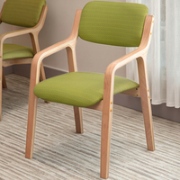 Chaises de salle à manger en bois massif de conception minimale avec dossier incurvé pour tissu de lin pour maisons âgées