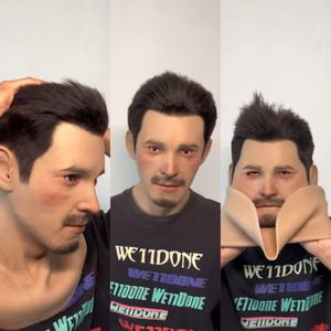 Masque de tête en silicone réaliste pour homme, avec détails faciaux, pour la création de contenu vidéo (TV, films, réseaux sociaux) et <span class=keywords><strong>le</strong></span> <span class=keywords><strong>streaming</strong></span> en direct - Product Image 3