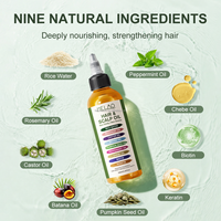Huile Capillaire et Cuir Chevelu à l'Eau de Riz, Romarin, Ricin, Batana, Pépins de Citrouille, Menthe Poivrée, Chebe, Biotine, Anti-Casse et Protectrice de Chaleur