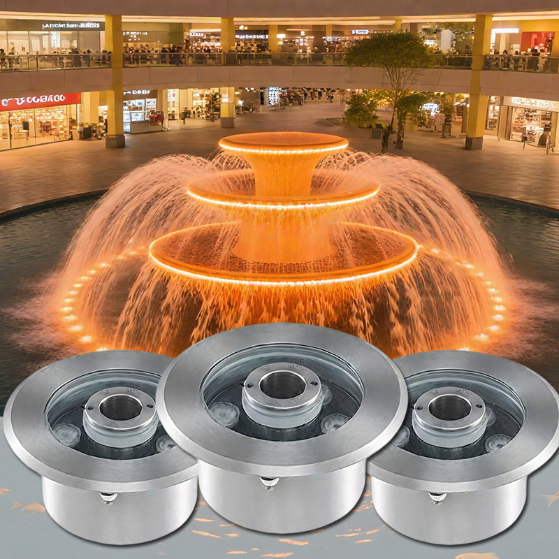 Stainless Steel Fountain Ring Light 150mm Diameter Single Color