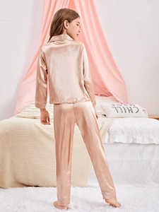 <span class=keywords><strong>Pigiama</strong></span> in Raso di Seta per Bambine <span class=keywords><strong>con</strong></span> <span class=keywords><strong>Bottoni</strong></span> Frontali, Dettaglio Tasca e Bordatura a Contrasto Personalizzabile - Product Image 6