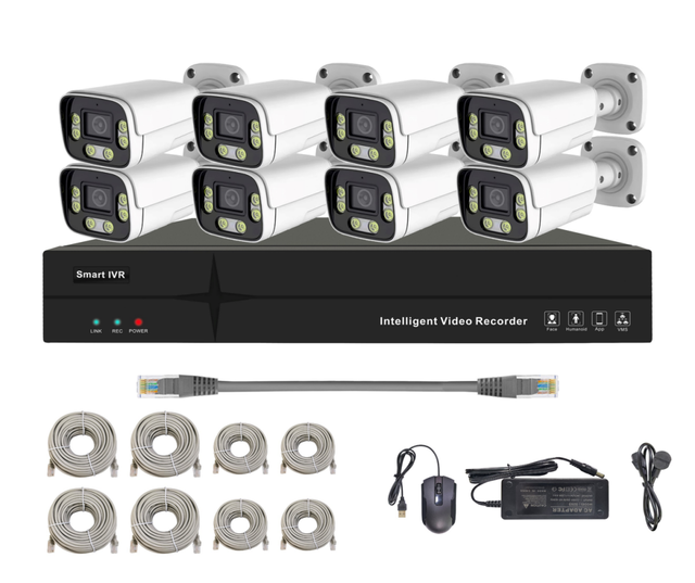 OEM 8CH 8MP Tuya Smart APP AI Human Motion Detection Outdoor Metal Bullet IP Camera POE NVR Kit HDD Data Security CCTV System