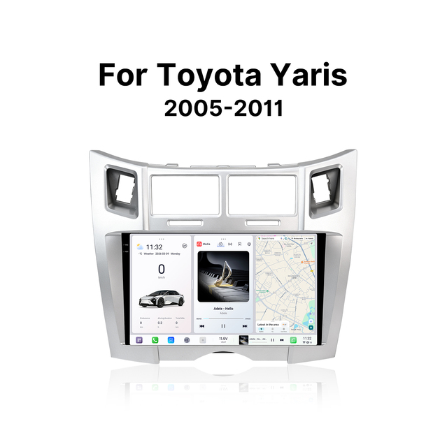Youducar for Yaris 2005-2011 Android Car Radio for Player Head Unit Navigation Wireless CarPlay Stereo 2K Resolution 1 Year