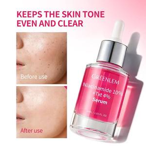 Sérum liquide organique hydratant, éclaircissant et anti-âge Greenlem à la niacinamide, vitamines C et E pour le soin du visage des femmes, marque privée - Product Image 4