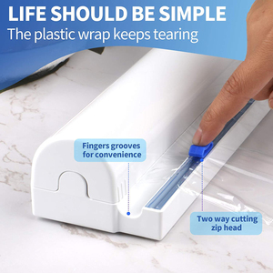 Boîte de rangement rechargeable en <span class=keywords><strong>plastique</strong></span> pour film alimentaire, papier sulfurisé et papier d'aluminium avec coupe-film coulissant, distributeur de cuisine, OEM DOM - Product Image 2