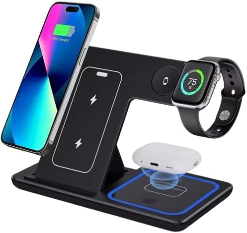 3 in 1 Charging Station for Apple Devices, Magnetic Charger Stand, Wireless Charger for iPhone 17-12 Series for AirPods IWatch