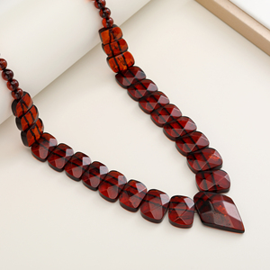 Collar Religioso de Ámbar Báltico Natural Naranja Atardecer de 20g y 49cm con Cuentas Planas Elásticas Tipo Rondelle y Cuerda Decorativa, Regalo - Product Image 5