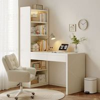Bureau d'angle multifonctionnel soigneusement sélectionné avec bibliothèque intégrée, meuble de rangement pour étudiant, bureau à domicile en bois massif pour ordinateur