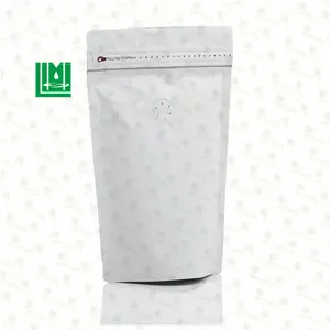 500g 16oz bianco stand up pouch bag con chiusura lampo per il cibo imballaggio