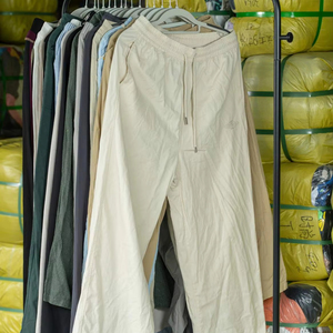 Pantalones anchos de verano usados WS10 para mujer, pantalones holgados de <span class=keywords><strong>segunda</strong></span> <span class=keywords><strong>mano</strong></span> de algodón/chifón/nailon mixto para mujer, ropa en stock - Product Image 1