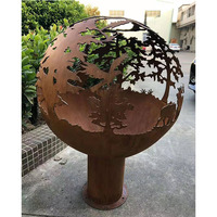 Boule en acier inoxydable 5d, artisanat en métal, boule de découpe Laser Sculpture en plein air avec lumière LED, artisanat en acier