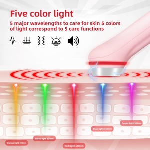 Masseur facial à micro-courant avec 5 LED pour la luminothérapie, rouge et bleu, hydratant, raffermissant et liftant, pour usage domestique - Product Image 3
