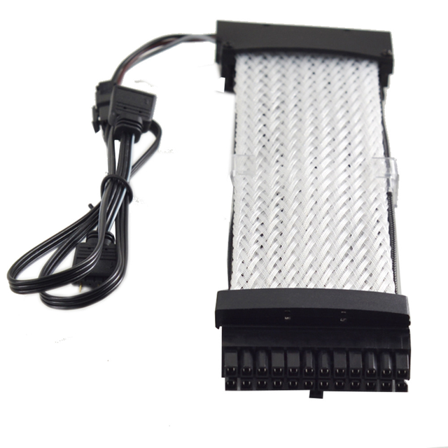 Sync 24 Pin Extension Cable Power RGB Light Addressable Computer Cord Double Layer Net Type PC Case Connector Accessory