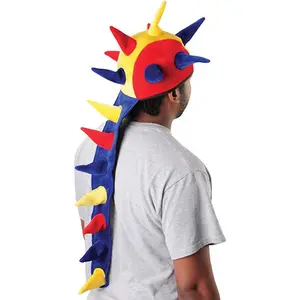 S419 Tùy Chỉnh Circus Lễ Hội Cosplay Halloween Hat Sang Trọng Rồng Đuôi Cap Động Vật Sừng Spiked Hat Với Rồng Đuôi