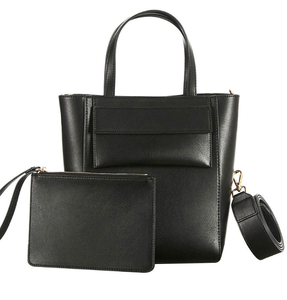 ผู้ผลิตกระเป๋าถือขายส่งแบบกำหนดเอง กระเป๋าถือหนัง PU สีดำ พร้อมกระเป๋าใส่โน้ตบุ๊คแบบคลาสสิกสำหรับสำนักงาน กระเป๋าถือสำหรับผู้หญิง - Product Image 3